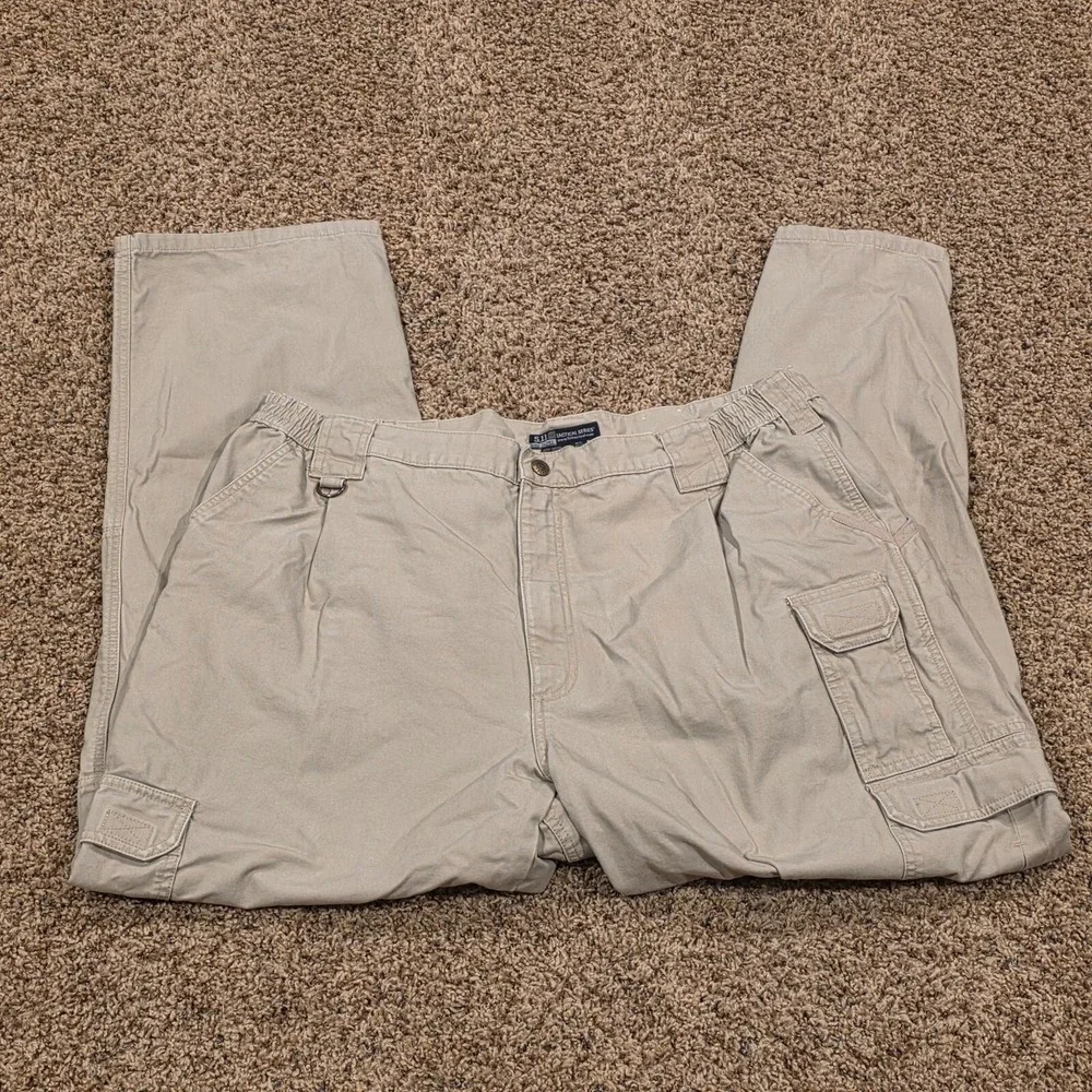 5.11‎ Tactical Series Pants 42/32 Mens Beige Cargo Workwear Multi Pocket Ripstop